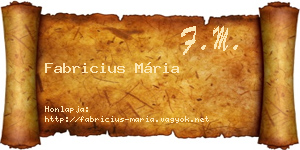 Fabricius Mária névjegykártya